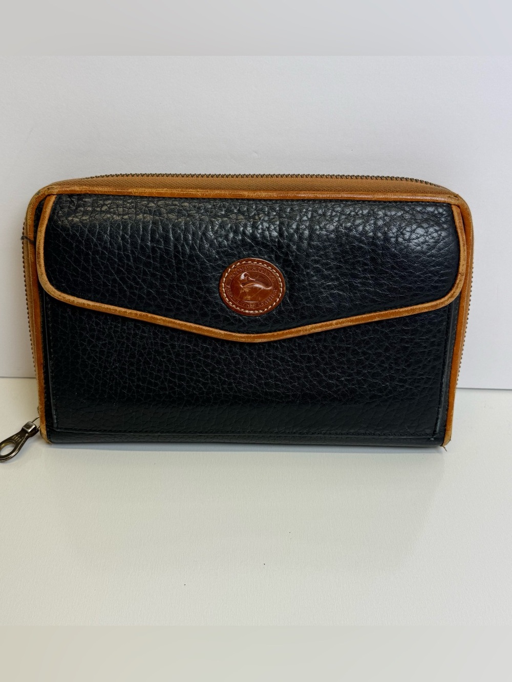 Vintage Dooney  Bourke Pebbled Leather Purse Blue Brown Crossbody Small Belt Bag